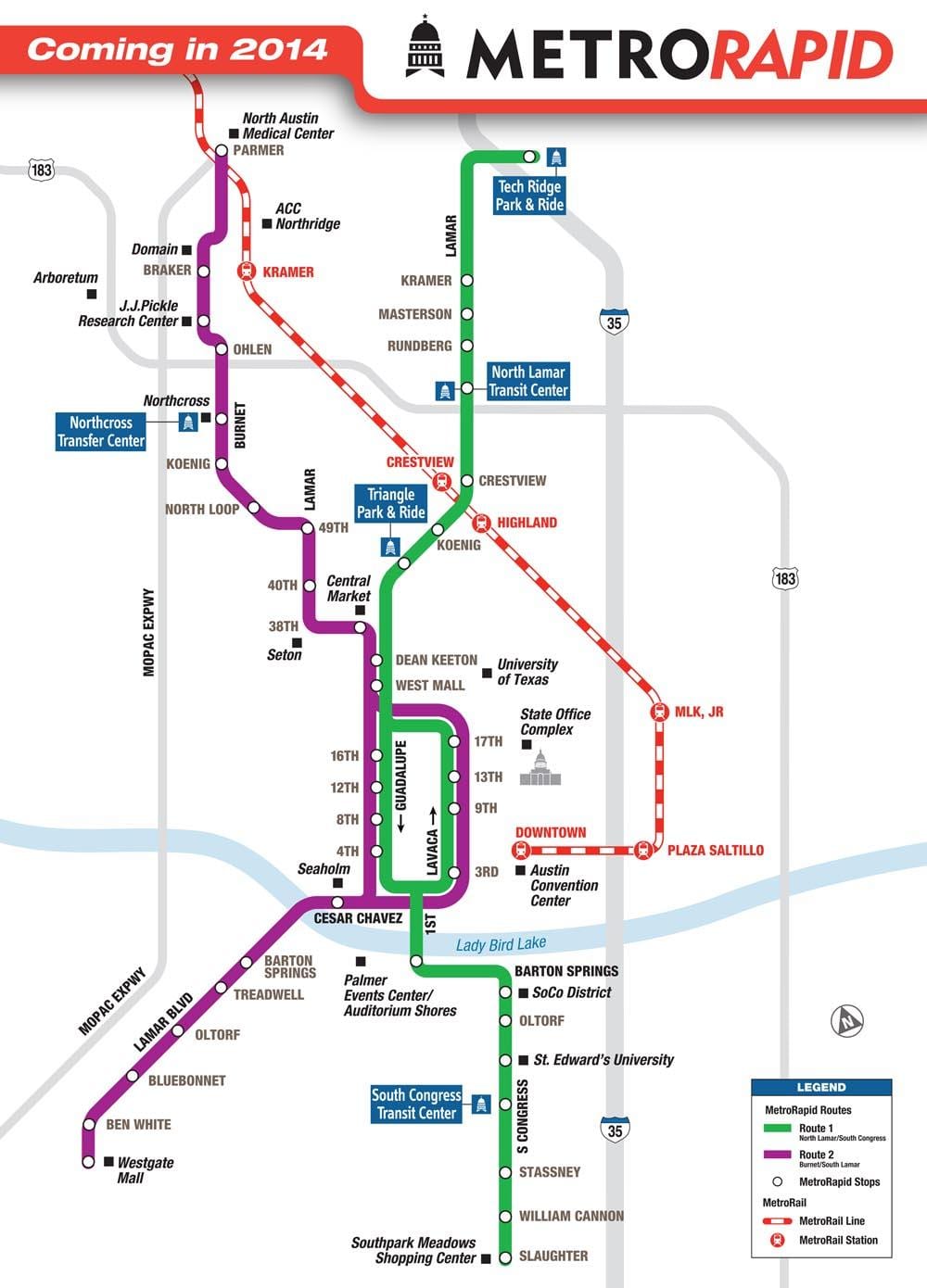 metro və Dəmir yolu Austin xəritə