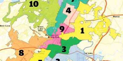 Austin Texas rayonu xəritədə