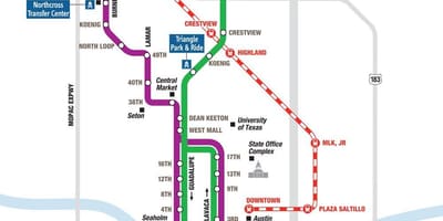 Metro və Dəmir yolu Austin xəritə